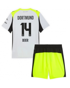 Borussia Dortmund Maximilian Beier #14 Maglia Gara Trasferta Repliche 2025-26 Bambino Maniche Corte
